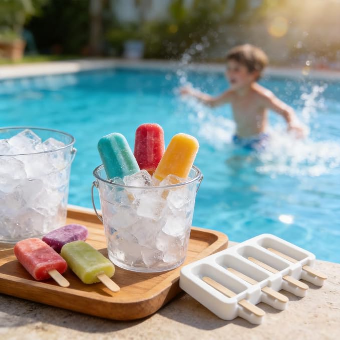 3 Set Popsicle Molds,Cakesicles Silicone Mould,12 Cavities Silicone Ice Cream Molds with Lids and 100 Pieces Wooden Popsicles Sticks and 100 Bags for Making Cakesicles,Cake Pops,Ice Cream(White)