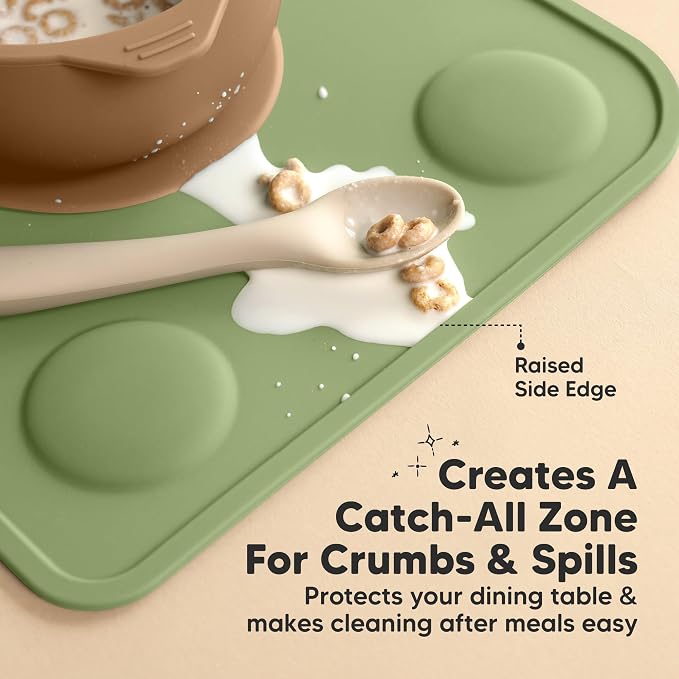 KeaBabies 2pk Silicone Placemats for Toddlers, Kids, Baby, 12x9 (Desert, S) | Non Slip Suction Silicone Placemat for Restaurants, Dining Table,Travel, Easy to Clean, Food Grade/BPA-Free, Small Table Mat