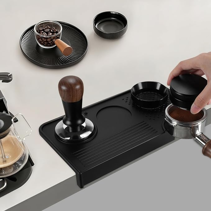 VOCOSTE Espresso Tamping Mat, Non-Slip, Protect Countertop, Black | Large Surface for Consistent Tamping, Silicone Protects Counters From Dents, Stays Put During Use, Tamper Mat for Barista