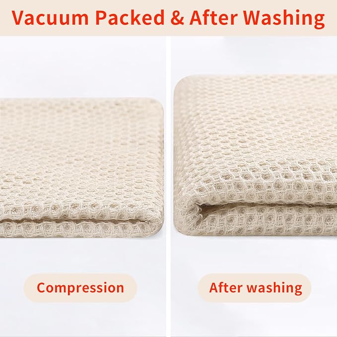 Homaxy 100% Cotton Waffle Weave Kitchen Towels, 3-Pack, Beige | 13 x 28 Inches, Ultra Soft Absorbent Dish Towels, Quick Drying Cleaning Towels