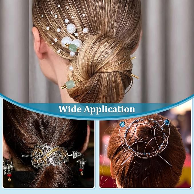 PH PandaHall 2pcs Natural Green Gemstone Hair Stick Golden Hairpins Metal Hair Sticks Chinese Hairpin 5.9 inch Brass Hairs Chopstick Vintage Hairpin for Women Gifts Long Hairs Ornament Accessory