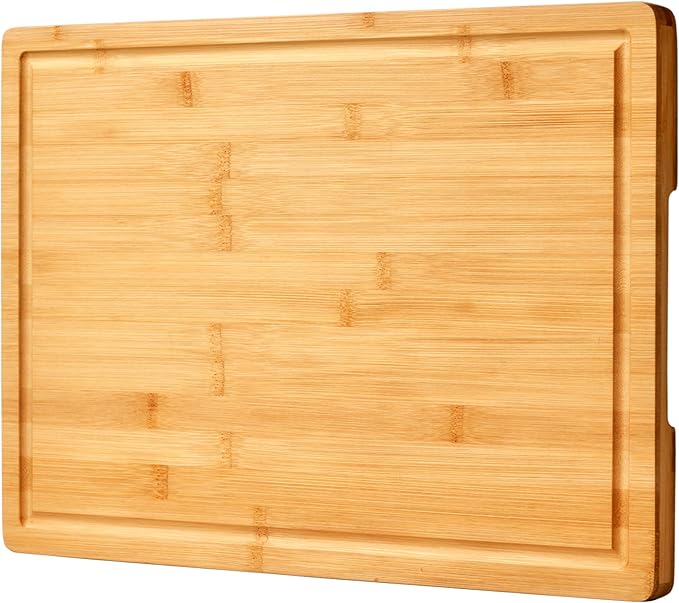 Allsum 30x20" Bamboo Cutting Board for Kitchen, Extra Large Wood Charcuterie Board with Side Handles and Juice Grooves, Stove Top Cover, Noodle Board over Sink, Cheese Serving Tray