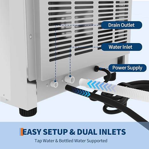 Commercial Ice Maker Machine 120lbs/24h, 36lbs Storage Capacity,Dual Water Inlet Mode,Built-in/Freestanding/Under Counter Ice Maker with Self-Cleaning, ETL Certified for Home Bar Restaurant