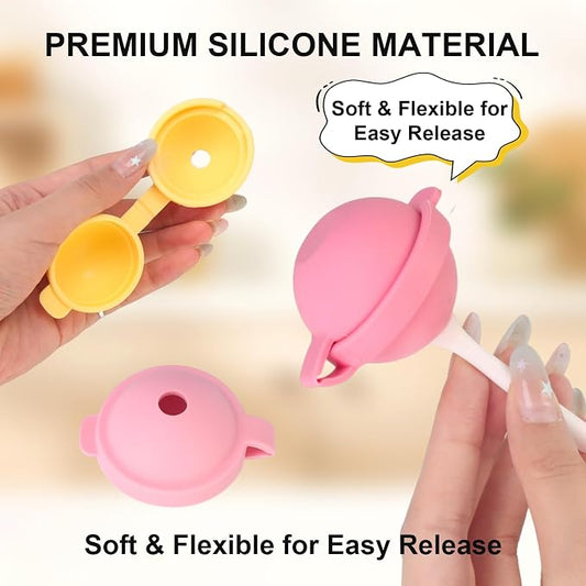 Silicone Lollipop Ice Cream Maker, Reusable Homemade Popsicle Molds, DIY Ice Pop Maker for Kids, Food Grade Silicone Molds with Sticks, 4 Colors for Distinguishing Different Popsicle Flavors