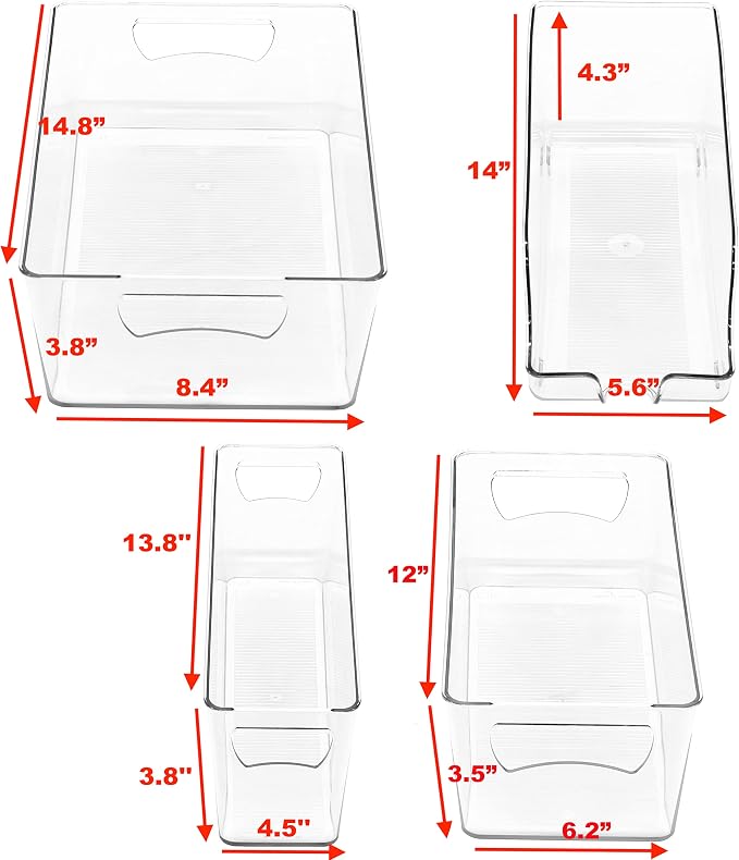 Simple Houseware Refrigerator Storage Organizer Bins, Assorted Set of 6