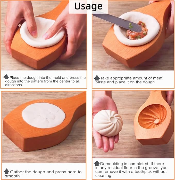 Wooden Bao Bun Maker,Baozi Maker Machine,Wooden Steam Bun Mold,This Kitchen Appliances And Gadgets Is the Best Gift for Asian Food Enthusiasts And Dumpling Maker (Steamed Bun A)