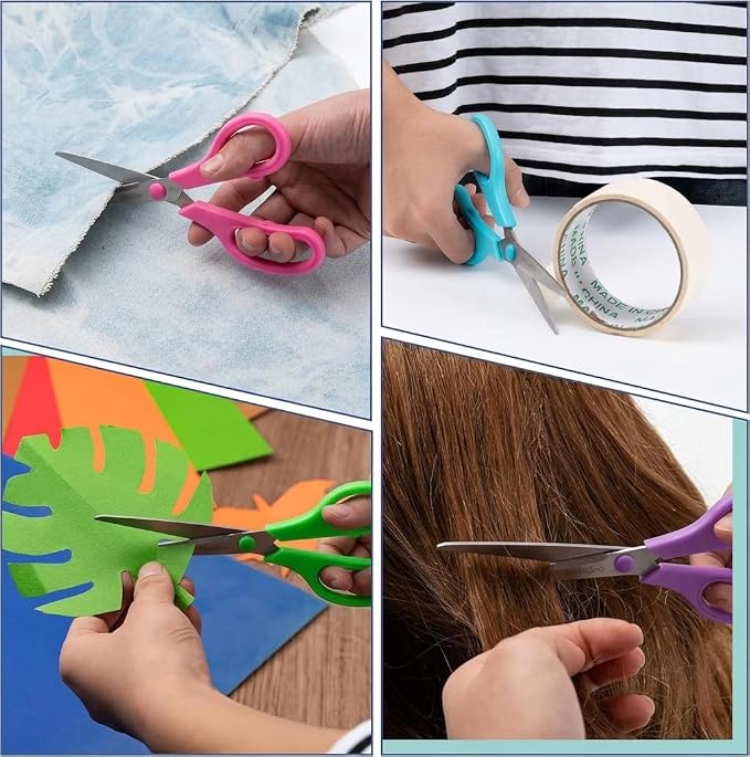 6PCS 8" Scissors,Sharp Stainless Steel Multicolor for Office School Crafts | Right/Left Handed, Comfort Grip Scissors for Office Desk Accessories Sewing Fabric Home Craft School Teacher/Class Supplies