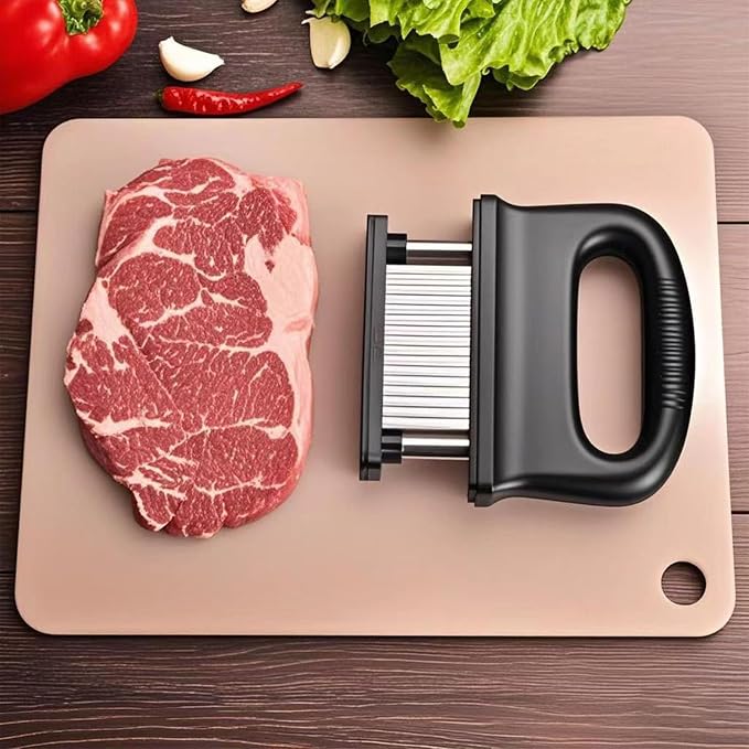 Meat Tenderizer, with 48 Stainless Steel Ultra Sharp Needle Blades | Hand Held Meat Tenderizer Needle, Kitchen Cooking Tool Best Makes Steak & Chicken Tender - No More Hammer, Meat Pounder
