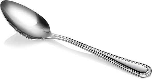 New Star Foodservice 1029420 Bead Pattern, 18/0 Stainless Steel, Dinner/Dessert Spoon, 7.6-Inch, Set of 12