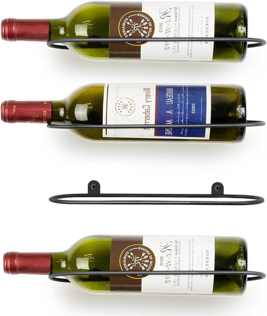 Wall Mounted Wine Rack: 4Pcs Wall Mount Wine Bottle Holder - Liquor Storage | for Wine Cellar Home Kitchen Bar Decor