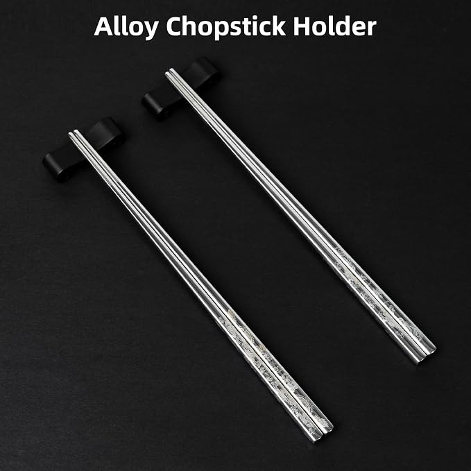 Reusable Metal Chopstick, Non-Slip Grip, Dishwasher Safe, Japanese & Korean Style, 2 Pairs Stainless Steel Chopsticks Gift Set for Cooking, Dining & Travel 18/10(9")