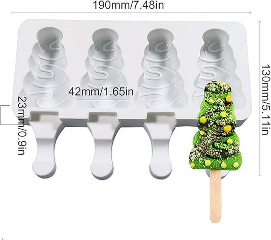 Vilihkc 2 Pack Popsicle Molds 4 Cavities Homemade Silicone Popsicle Molds for Kids Ice Pop Molds with 50 Wooden Sticks for DIY Ice Popsicle