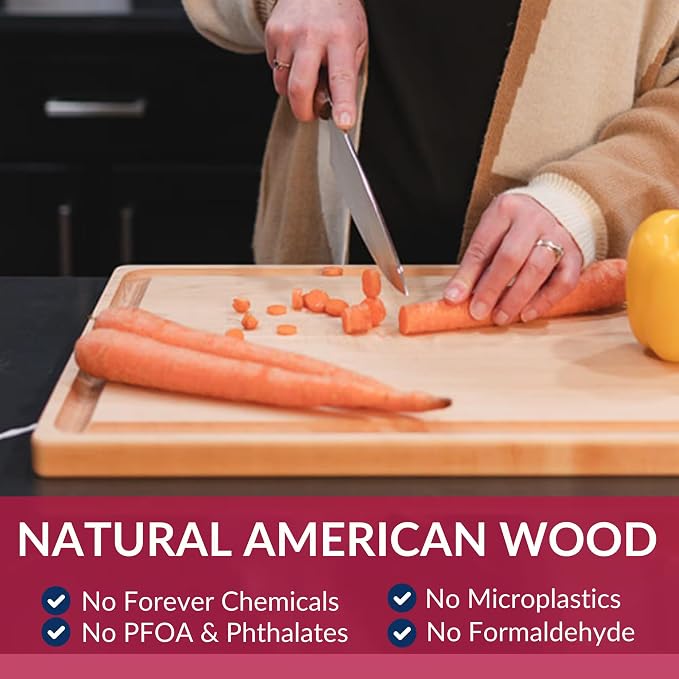 Maple Wood Cutting Board - Made in USA - Butcher Block Solid Wood by Virginia Boys Kitchens