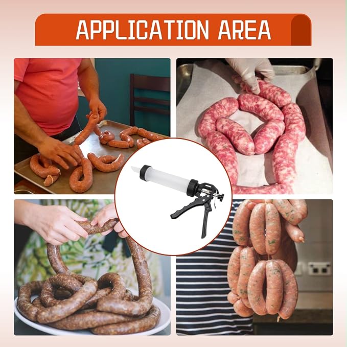 Hoypeyfiy Manual Sausage Stuffer, Homemade Sausage Filling Tool with Stuffing Tubes and Filling Nozzles, Hand Meat Filling Machine Salami Maker for Kitchen BBQ