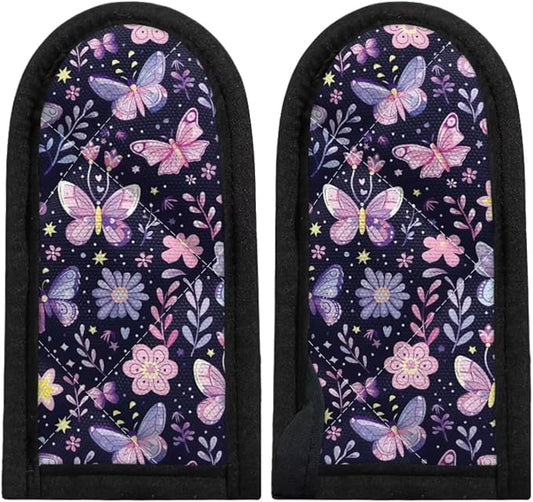 Coldinair Butterfly Floral Cast Iron Skillet Handle Covers Pan Pot Handle Covers Heat Resistant Hot Handle Covers Sleeves for Kitchen, BBQ and Baking Cookware