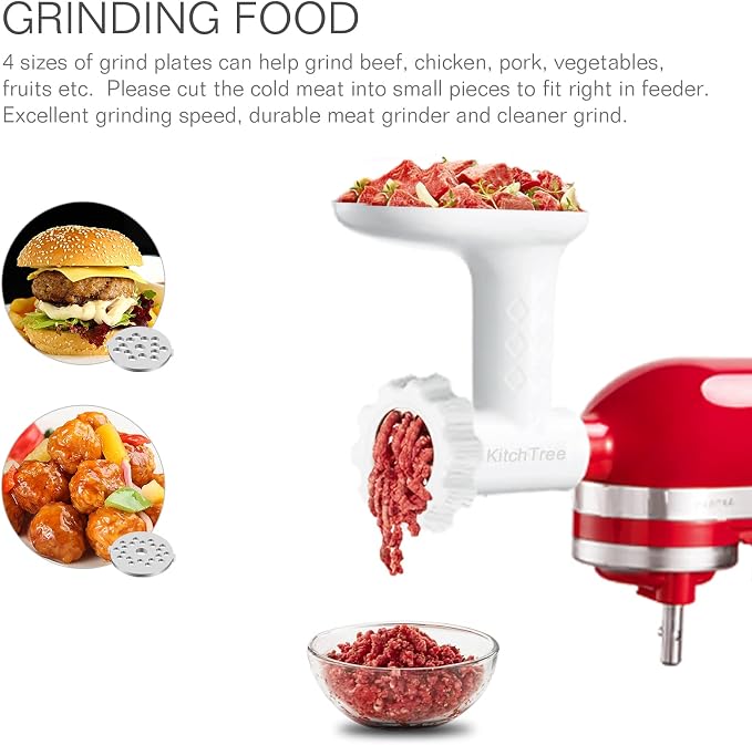 Fruit & Vegetable Strainer Attachment Set for KitchenAid - Includes Food Grinder Attachment and Sausage Stuffer Tubes, Compatible with KitchenAid Stand Mixers