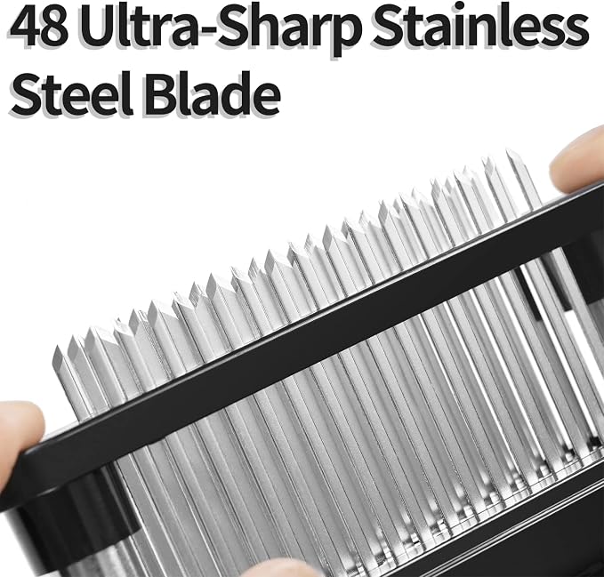 Meat Tenderizer with 48 Stainless Steel Ultra Sharp Needle Blades, Kitchen Cooking Tool Best for Tenderizing, BBQ, Marinade