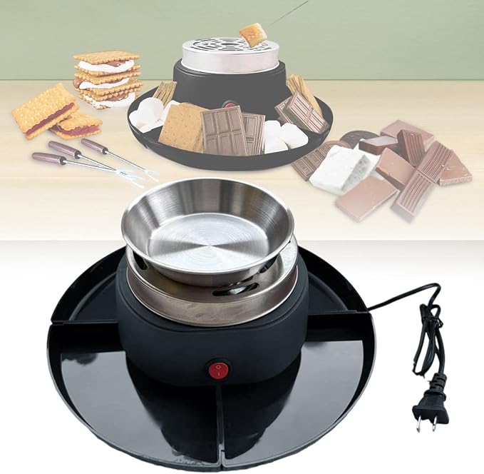 Electric Flameless Roaster with 4 Detachable Trays Marshmallow Roaster Kit for Indoor Holiday Wedding Parties- Black