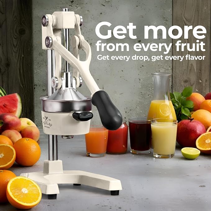 Zulay Kitchen Cast Iron Juicer - Heavy Duty Manual Juicer with Detachable Strainers for Easy Cleaning, Orange Juice Press for Citrus Fruits, Perfect for Bartenders, Juice Lovers & Health Enthusiasts
