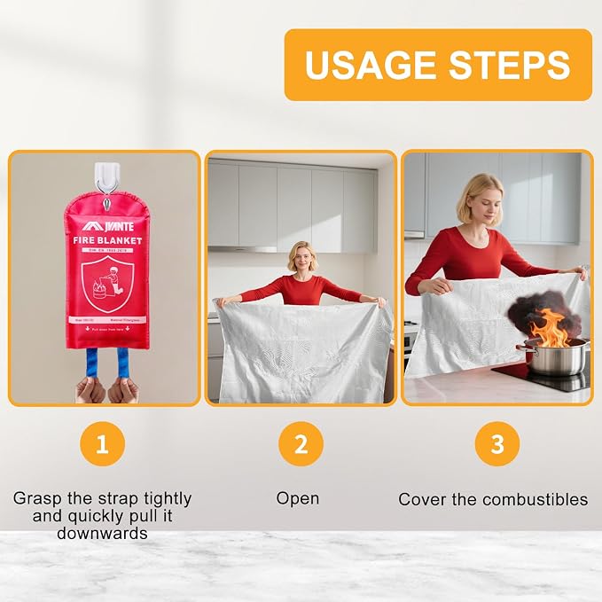 Emergency Fire Blanket-4 Pack for Home and Kitchen - 40"x40" Fiberglass Fire Blankets for Emergency Survival Safety (1m-4pack)
