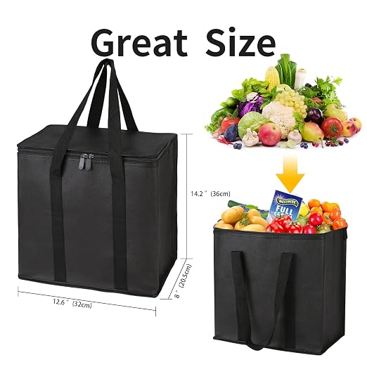 musbus 2Pack Cooler Bag Insulated Grocery Bags Large Freezer Shopping Cooler Tote for Travel Groceries Beach Thermal Food Delivery Bag to Keep Frozen Food Cold and Hot Food