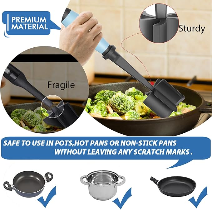 2Pack Meat Chopper Hamburger Masher Ground Beef Smasher Utensil Mix Tool | Upgrade Heat Resistant Meat Masher, Nylon Potato Mashers Beef Smasher, Dishwasher Safe Non Stick Mix & Chop Tool Gift-Aqua
