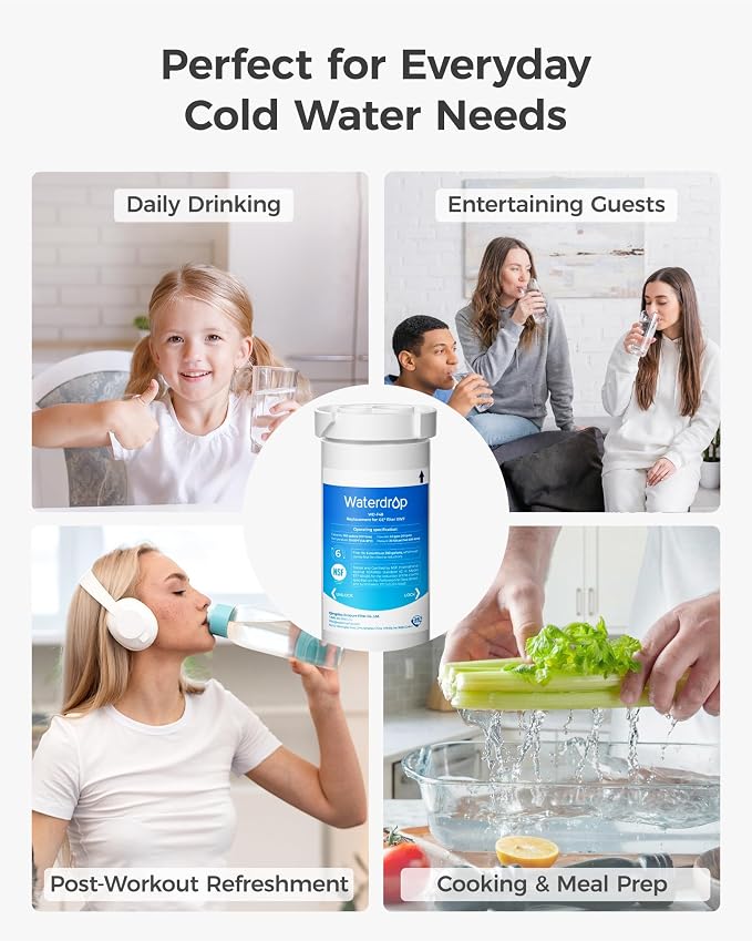 Waterdrop XWF Water Filter Replacement for GE® WR17X30702, 2 Pack, No chip | NSF 42 & 372 Certified, Compatible with GE® GNE27, GFE26, GDE25, GSS25, PSE25 Series Refrigerators