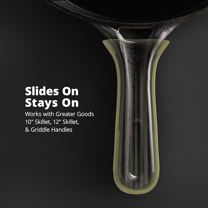Greater Goods Silicone Handle Cover Designed for Greater Goods Cast Iron Skillet and Griddle, Moss Green