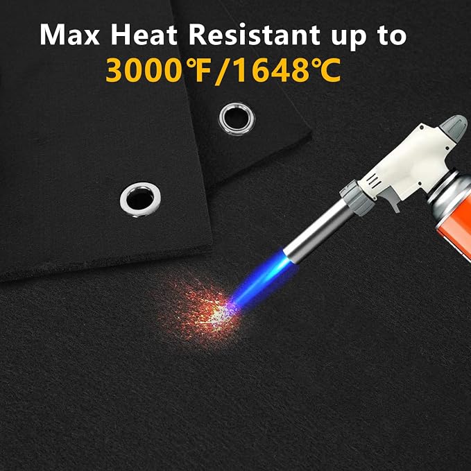 Graphite Carbon Welding Blanket Fireproof, Flame Resistant up to 3000℉ Brazing Soldering Felt, Soldering Flame Retardant Protective Mat, Brazing Heat Shield for Torch, Plumbing, 12" x 12"