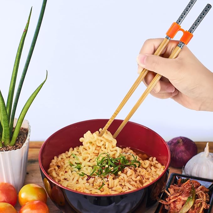 5 Pairs Reusable Chopsticks Helpers Training Chopstick for Beginner Replaceable Practice Chopsticks Non-slip Training Chopstick for Adults Learner(Wood,Blue)