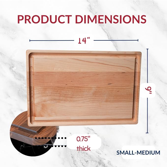 Maple Wood Cutting Board - Made in USA - Butcher Block Solid Wood by Virginia Boys Kitchens
