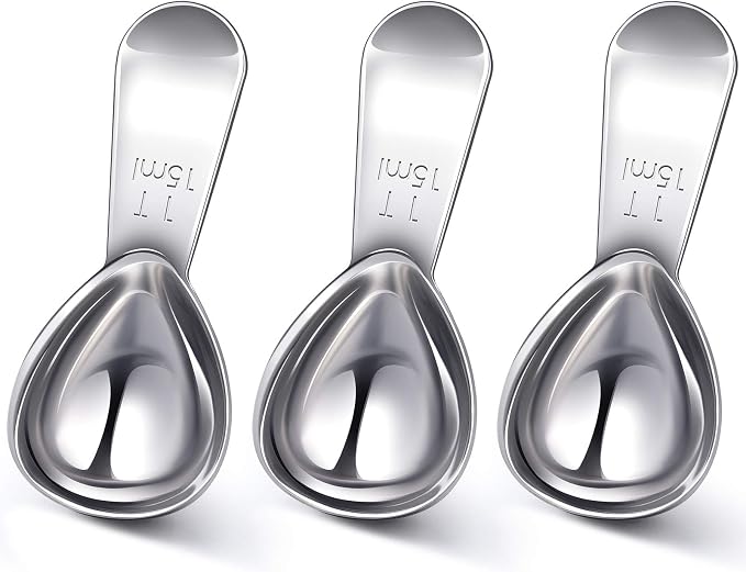 Patelai 3 Pieces Coffee Scoop Tablespoon Measuring Spoons Stainless Steel Coffee Scoops Short Handle Tablespoon for Tea Sugar Kitchen Gifts(15 ml,Silver)