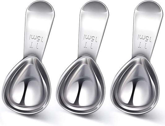 Patelai 3 Pieces Coffee Scoop Tablespoon Measuring Spoons Stainless Steel Coffee Scoops Short Handle Tablespoon for Tea Sugar Kitchen Gifts(15 ml,Silver)