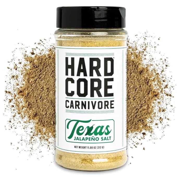 Hardcore Carnivore Texas Jalapeno Salt Seasoning for Meats & Veggies, 11oz | Garlic & Jalapeño Blend - Texas-Made All-Purpose Seasoning for Chicken, Beef, Veggies & Cocktail Rims. MSG-Free & Gluten Free