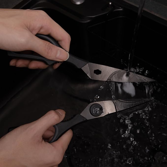 Kitchen Scissors All Purpose Kitchen Shears with Magnetic Holder, Soft Grip Handle Cooking Scissors Dishwasher Safe with Come Apart Blade Heavy Duty Scissors for Meat, Vegetable, Herb, Black