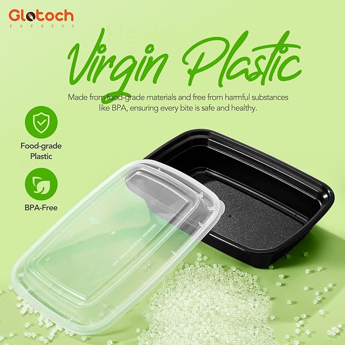 Meal Prep Containers 28oz, 50 Pack (100-Piece) Reusable Food Storage Containers with Lids Microwave, Freezer, Dishwasher Safe - Leakproof & BPA Free Durable Plastic Bento Box for Adult
