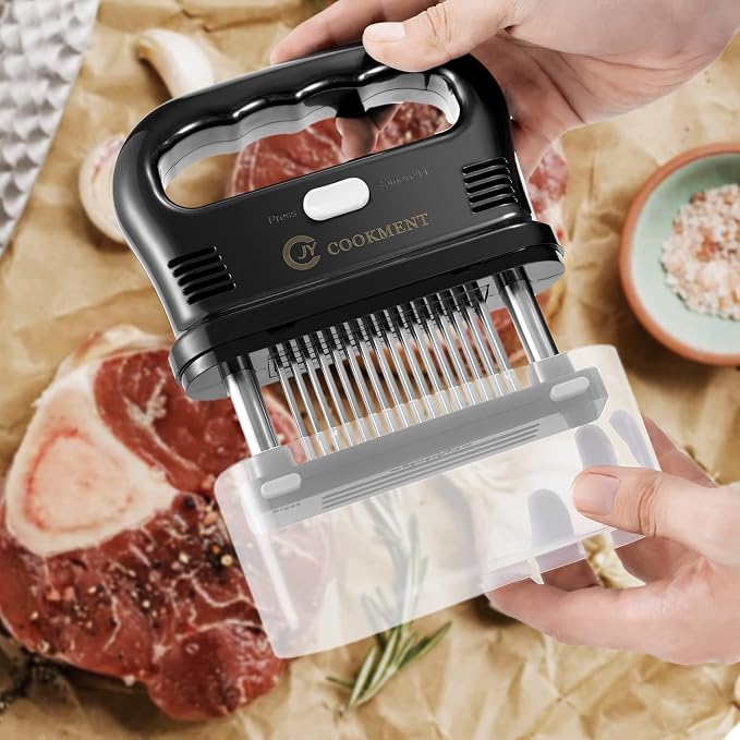 Meat Tenderizer Tool with 48 Stainless Steel Ultra Sharp Needle Blades, Detachable Kitchen Cooking Tool Best For Tenderizing, BBQ, Marinade