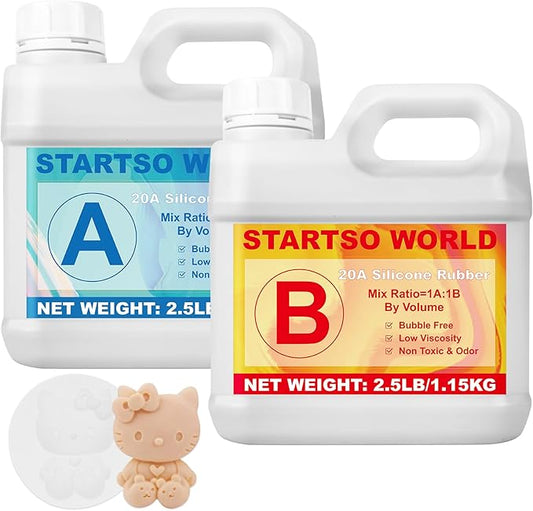 STARTSO WORLD Silicone Mold Making Kit 20A, 80OZ Platinum Liquid Silicone Rubber for Mold Making, Fast Cure & Food Safe Silicone Mold Maker, Ideal for Casting Resin Molds/Silicone Molds 1:1 by Volume