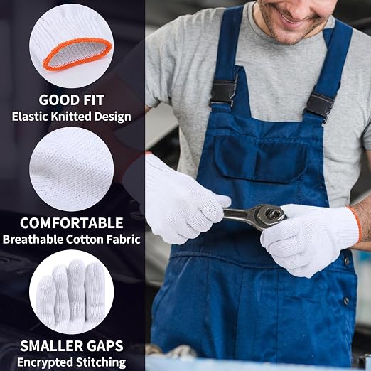 12 Pairs Grill Gloves Field Dressing Gloves for BBQ, Grilling, Oven, Heat Resistant, Mechanics, Welding, Gardening Safty Work Gloves Bulk, Large, Men Women