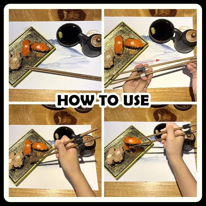 LYART 5 Pairs Reusable Training Chopsticks Beginners for Kids Adults Learners, Japanese Wooden Chopsticks Trainers Set, Dishwasher Safe, L8.86Inch (4.Wenge)