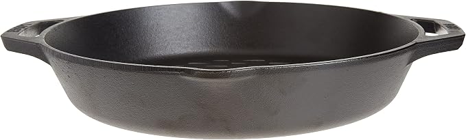 Lodge Pre-Seasoned Cast Iron Round Grilling Pan - Use on the Grill - Grilling Pan Designed to Protect Food from Falling Through the Grate - Cast Iron 12 Inch