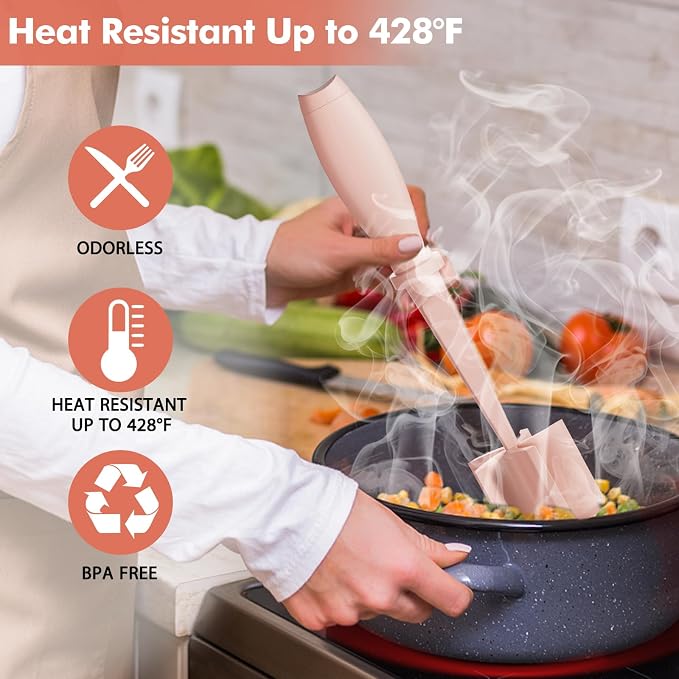 2Pack Meat Chopper Hamburger Masher Ground Beef Smasher Utensil Mix Tool | Upgrade Heat Resistant Meat Masher, Nylon Potato Mashers Beef Smasher, Dishwasher Safe Non Stick Mix & Chop Tool Gift-Pink