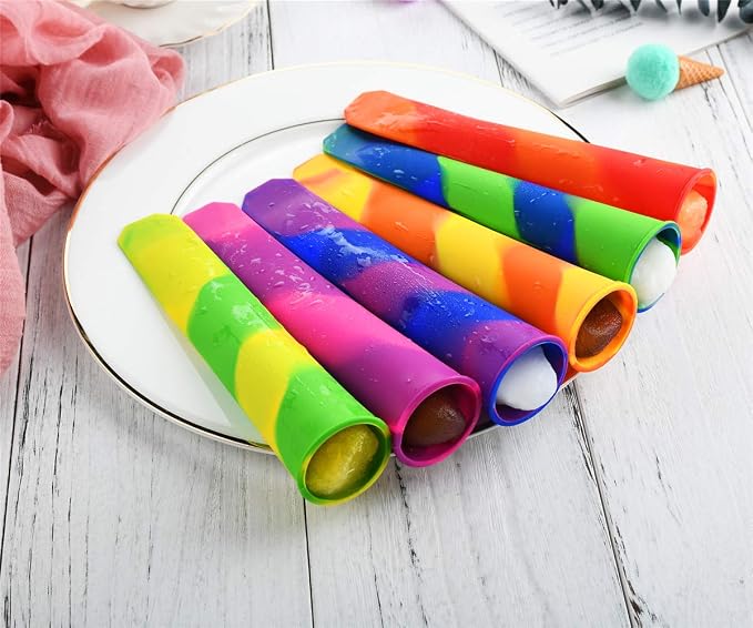 Silicone Ice Pop Molds, Popsicle Maker Molds, Mixed Color, Set of 6