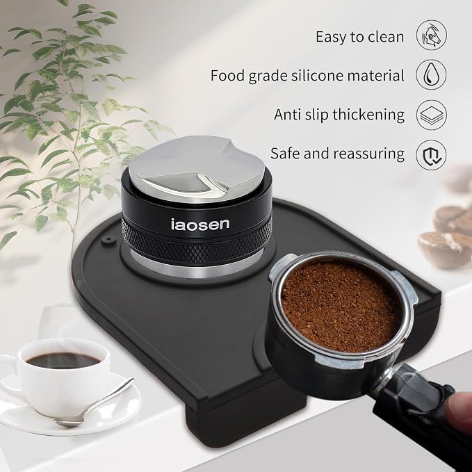 IAOSEN Knock Box Large Capacity Design Espresso Knock Box Tamping Mat Espresso Machine Accessories Set of 2 with Removable Knock Bar and Anti-Slip Base for Home Office Barista Tools for Bar Shop