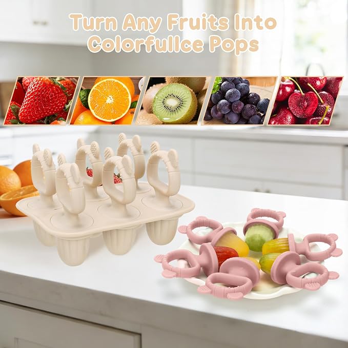 2Packs Silicone Baby Popsicle Molds with Sticks | Breastmilk Popsicle Molds for Teething Relief, Frozen Treats Maker Popsicle Maker Ice Pop Mold for Toddlers Kids