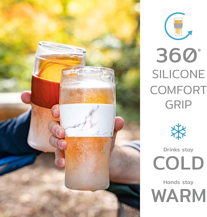 Host Freeze, Frozen Mugs, Freezable Pint Set, Beer Keep Your Drinks Cold, Double Walled Insulated Glasses, Tumbler for Iced Coffee, 16oz, Set of 2, Green