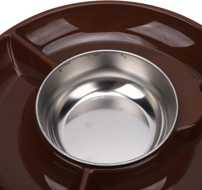Electric Chocolate Fondue Pot, Food Grade Stainless Steel Melting Bowl with 3 Section Detachable Tray, for Chocolate Sauce Party Wedding Family Reunion (US Plug 110V)