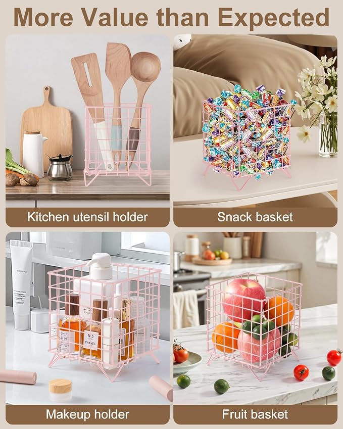 K Cup Holder, Coffee Pod Holder for Countertop, Pink, 5.3x5.3x6.3 Inch | Coffee Bar Organizer, K Cup Holders for Counter, Large Capacity Coffee Pods Organizer, for Kitchen Counter & Office Desktop