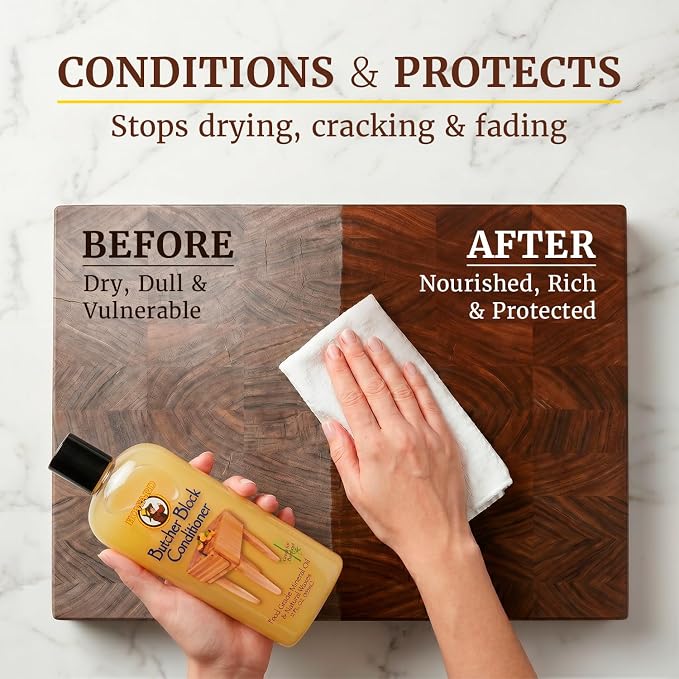 Howard Products Butcher Block Conditioner and Food Grade Mineral Oil for Wood Cutting Boards, 12 Fl Oz - Enhanced Wood Care