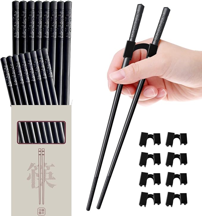 8 Pairs Reusable Training Chopsticks for Beginners Kids Adults Learners, Chop Sticks Reusable Dishwasher Safe Non-Slip Chopsticks Trainers Set, Kids Chopsticks helper 9.5Inches
